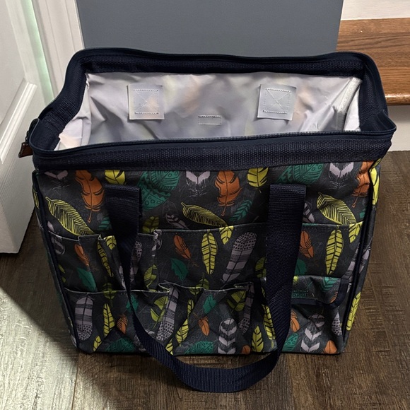 Thirty One Colorful Feather Print Tote Bag - Picture 1 of 6